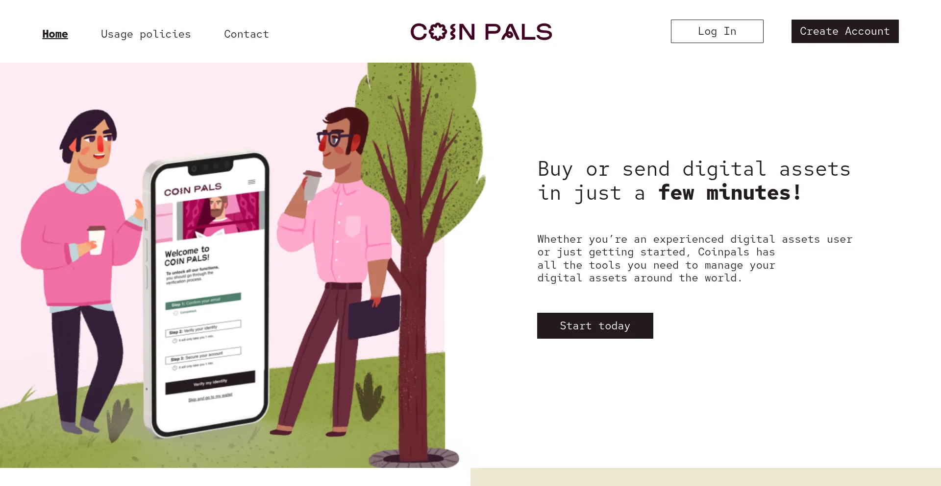 Website screenshot of Coinpals.net