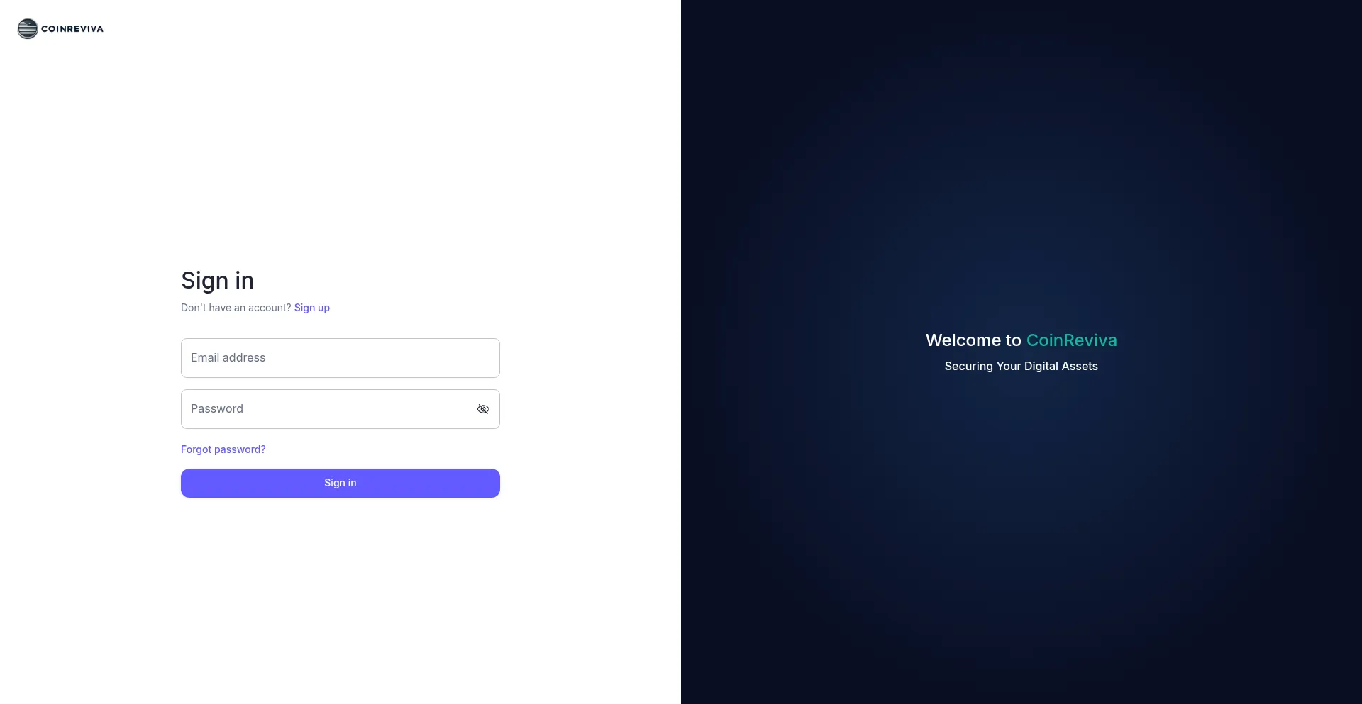Website screenshot of Coinreviva.com