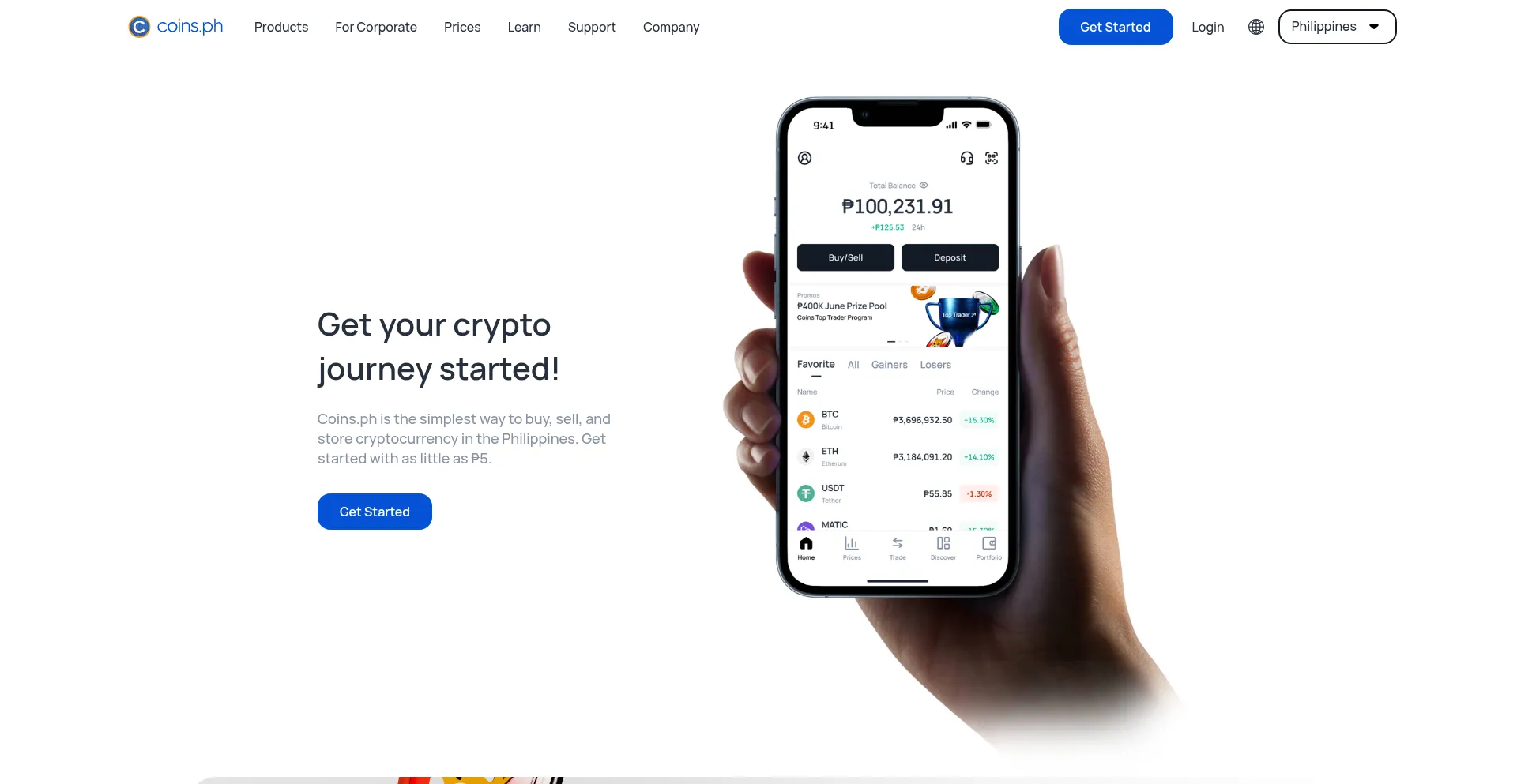 Website screenshot of Coins.ph