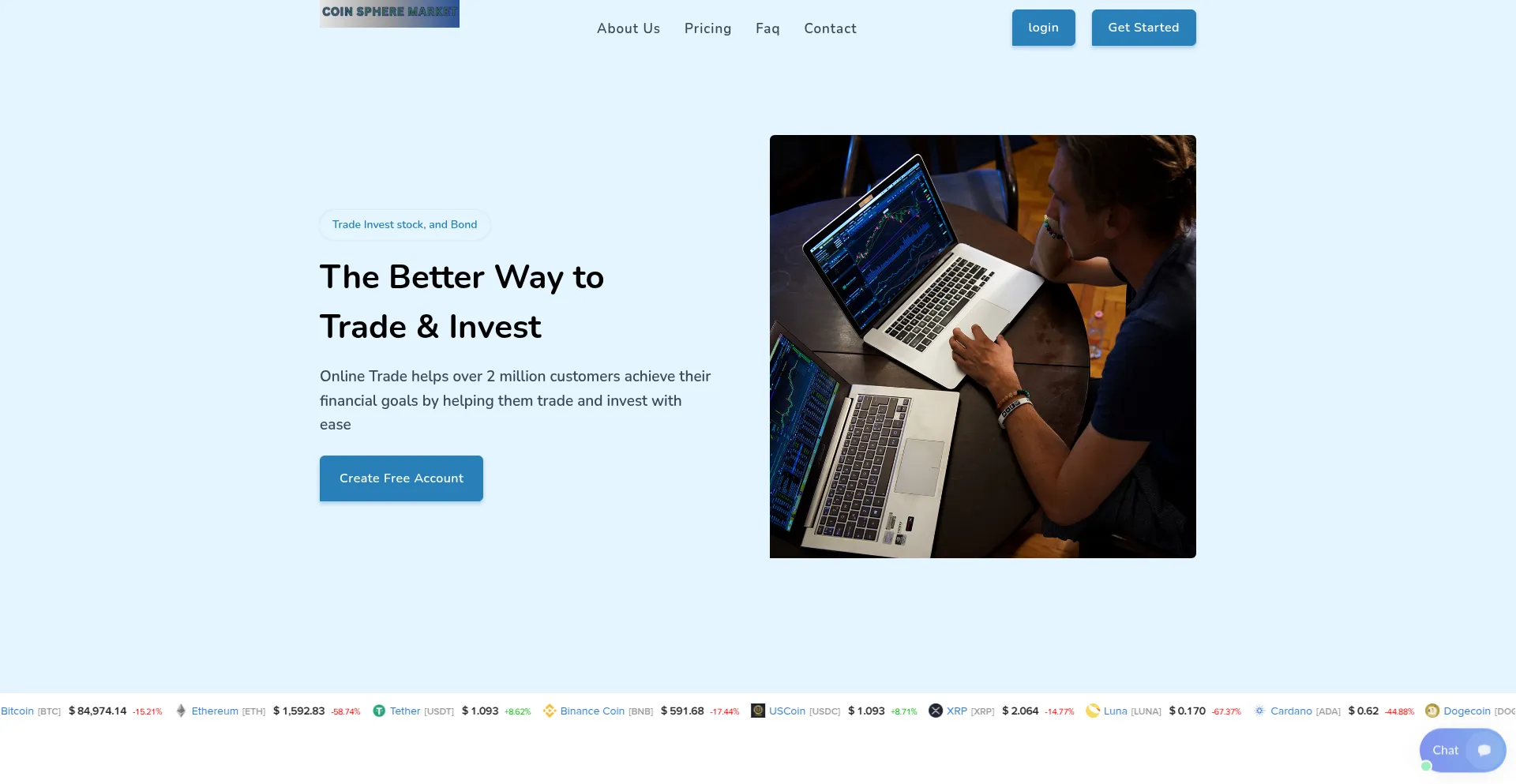 Website screenshot of Coinspheremarkets.xyz