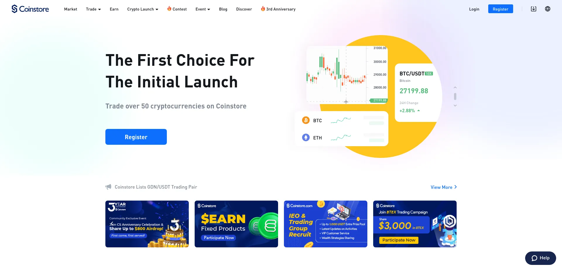 Website screenshot of Coinstore.com