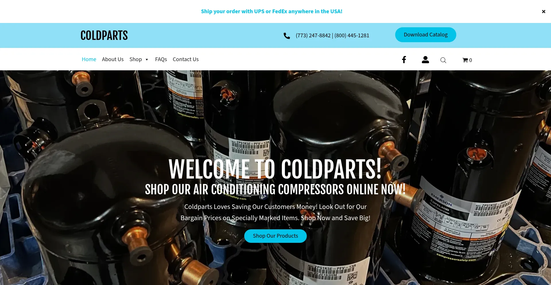 Website screenshot of Coldparts.com