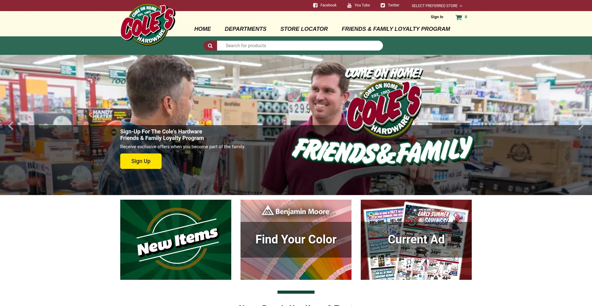 Website screenshot of Coleshardware.com