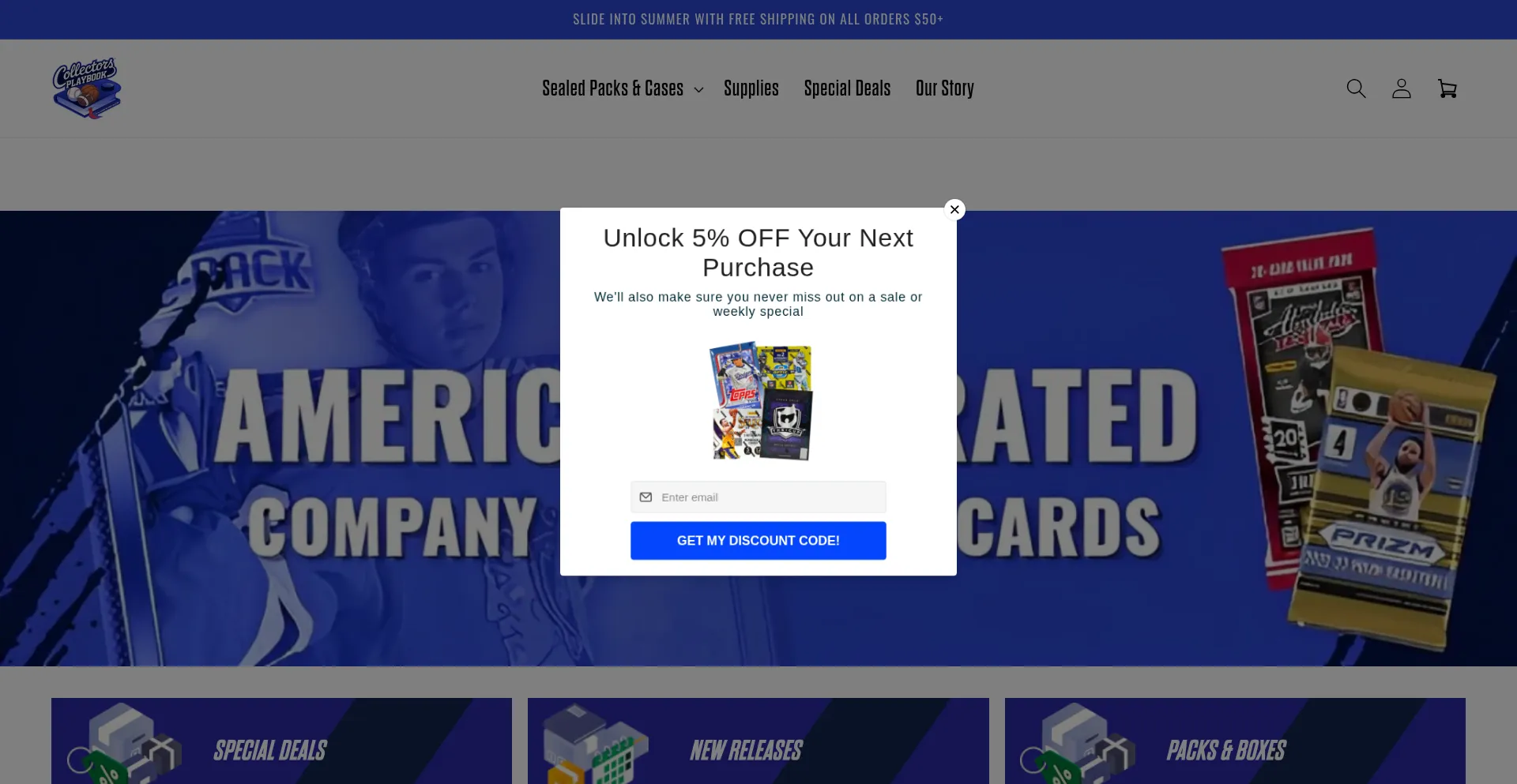 Website screenshot of Collectorplaybook.com