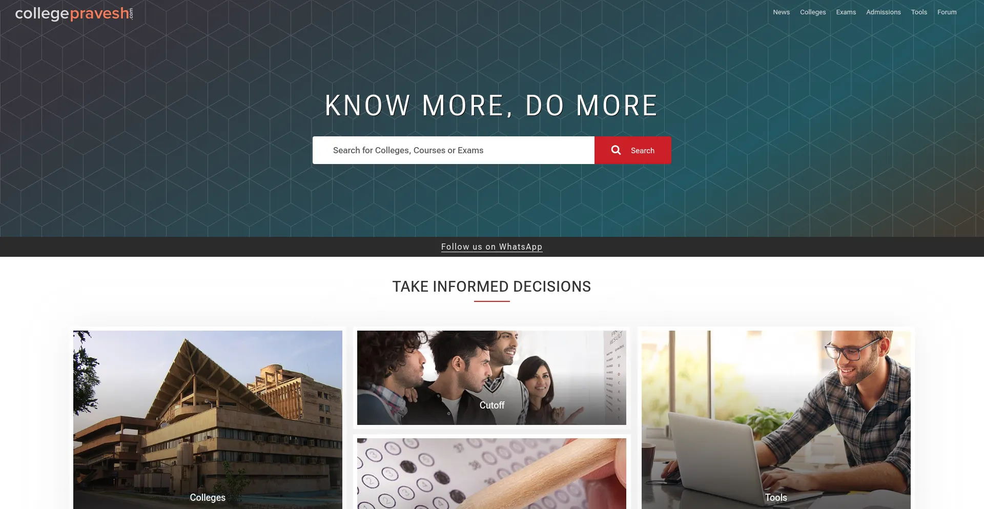 Website screenshot of Collegepravesh.com