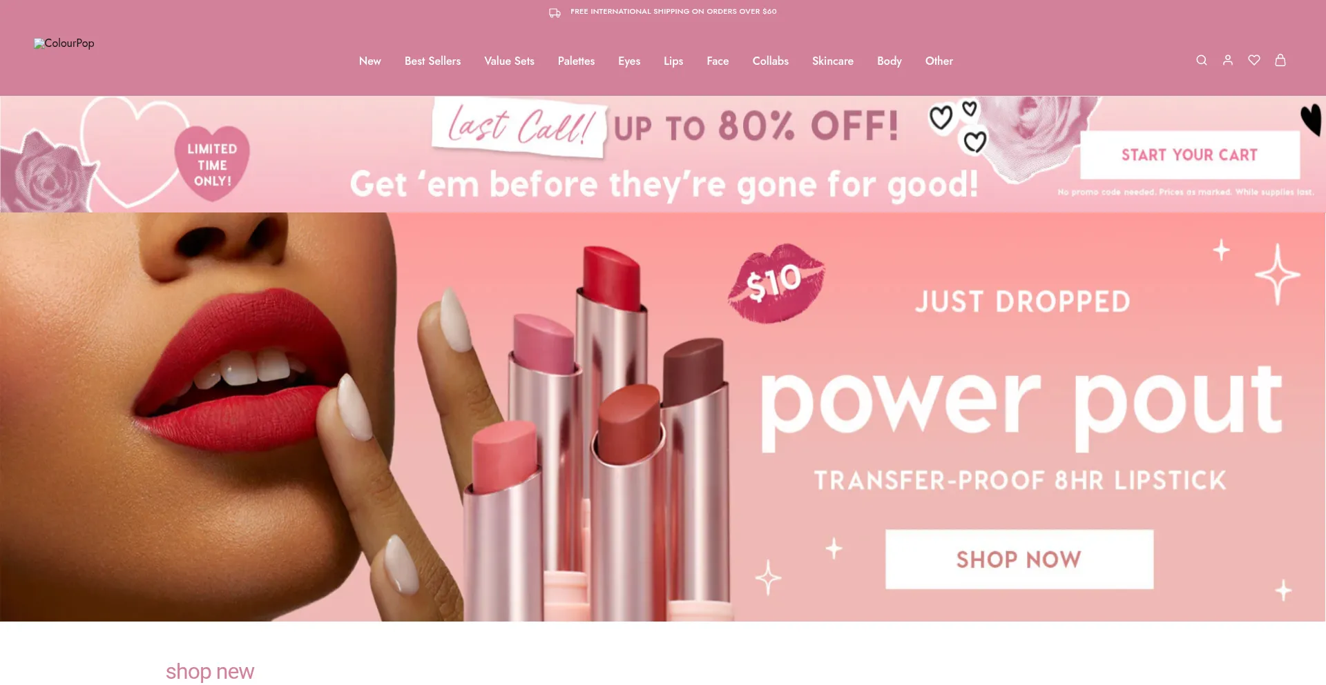 Website screenshot of Colourpopca.com