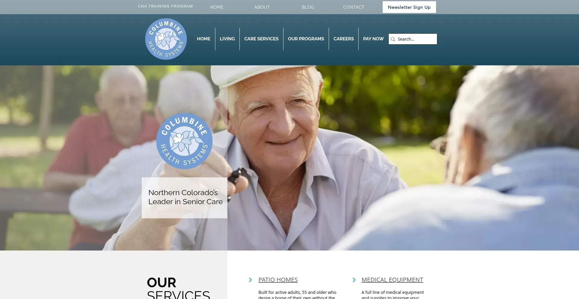 Website screenshot of Columbinehealth.com