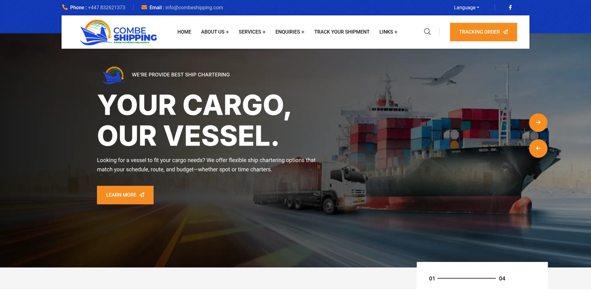 Combeshipping.com Screenshot