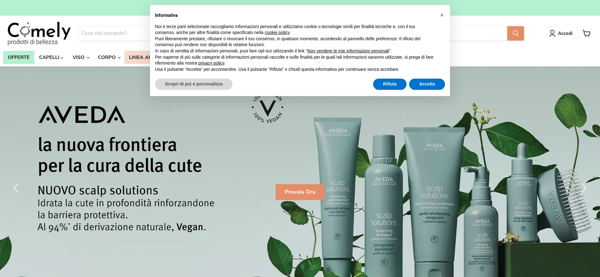 Website screenshot of Comelyshop.it
