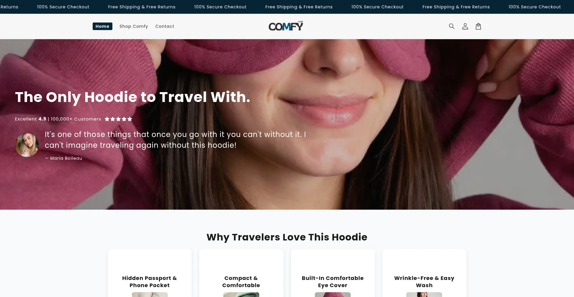 Website screenshot of Comfy-club.com
