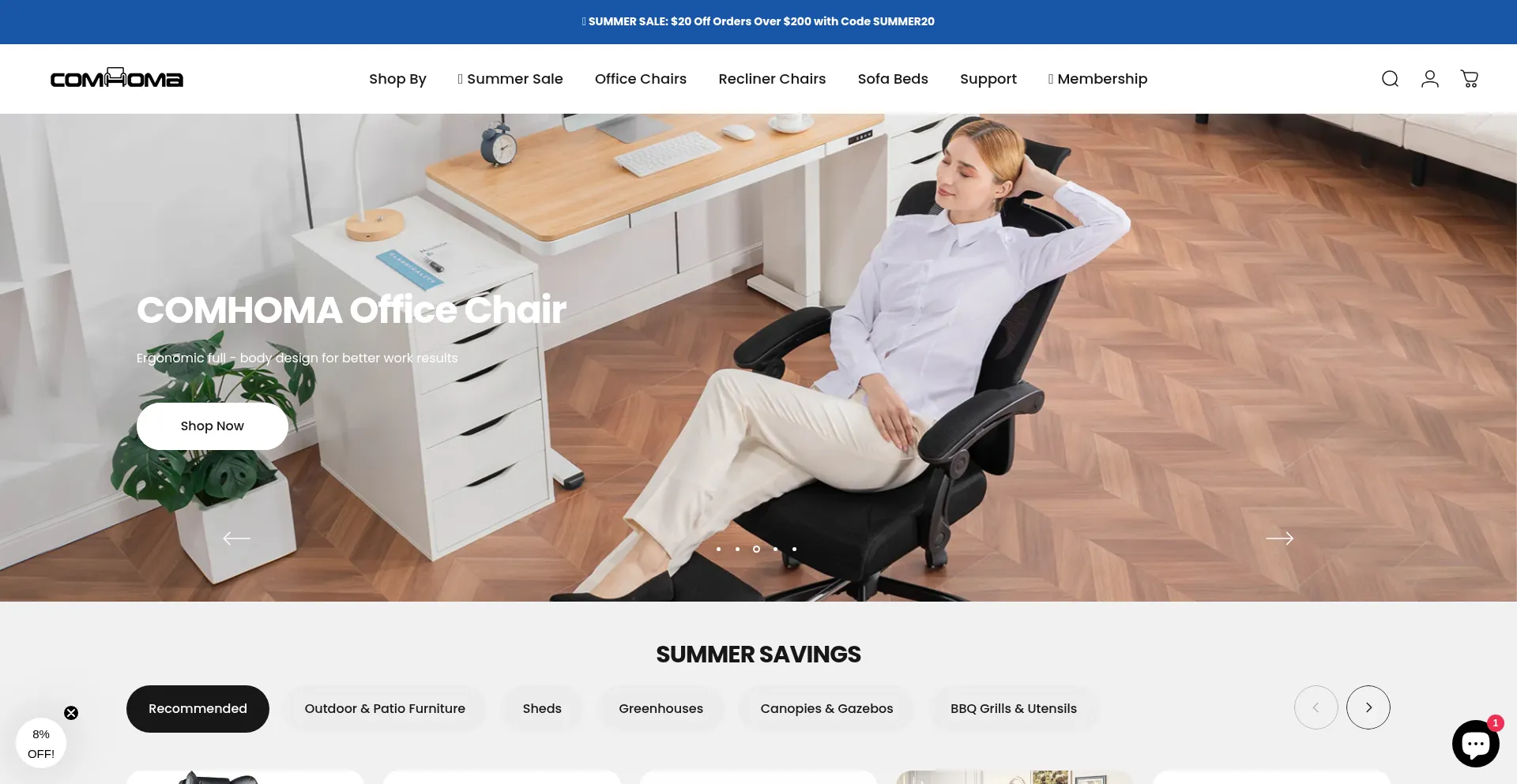Website screenshot of Comhoma.com
