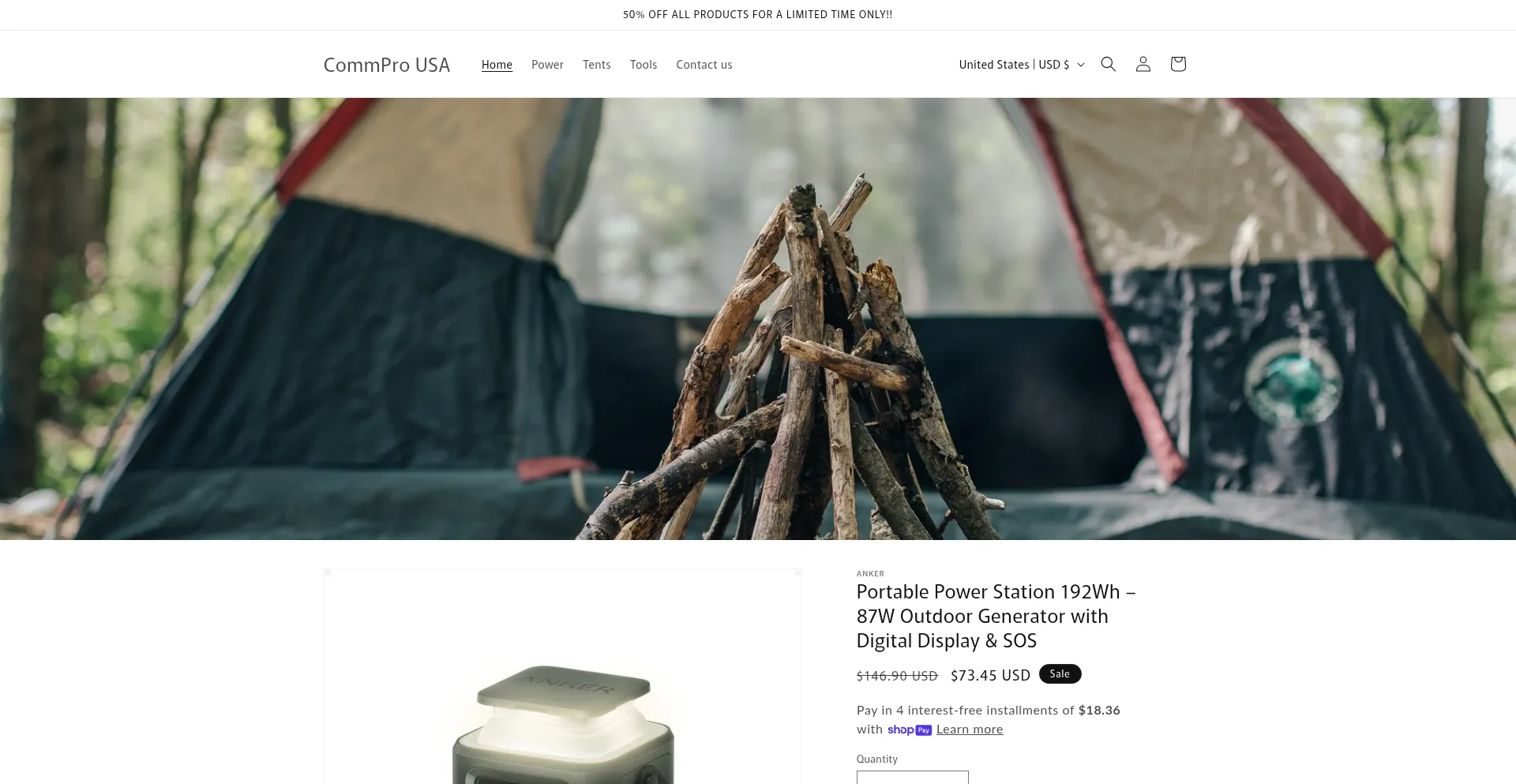 Website screenshot of Commprosusa.com