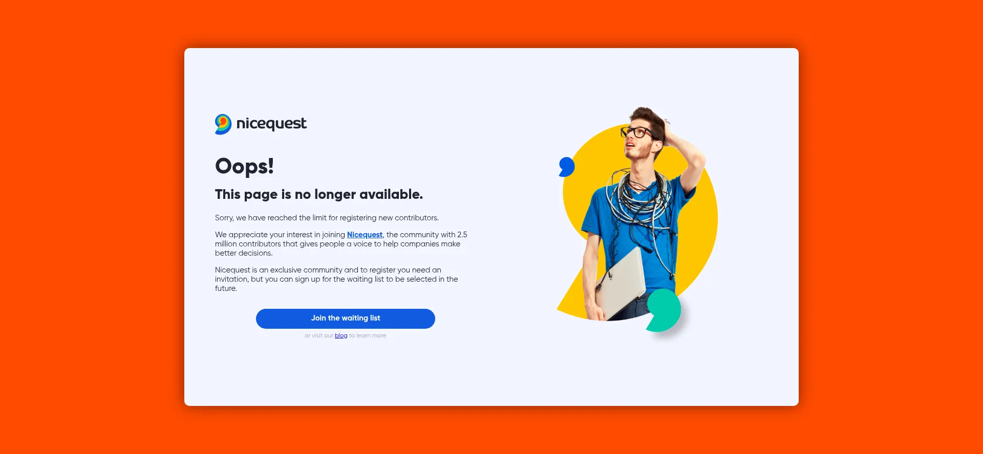 Website screenshot of Community-access.join.nicequest.com