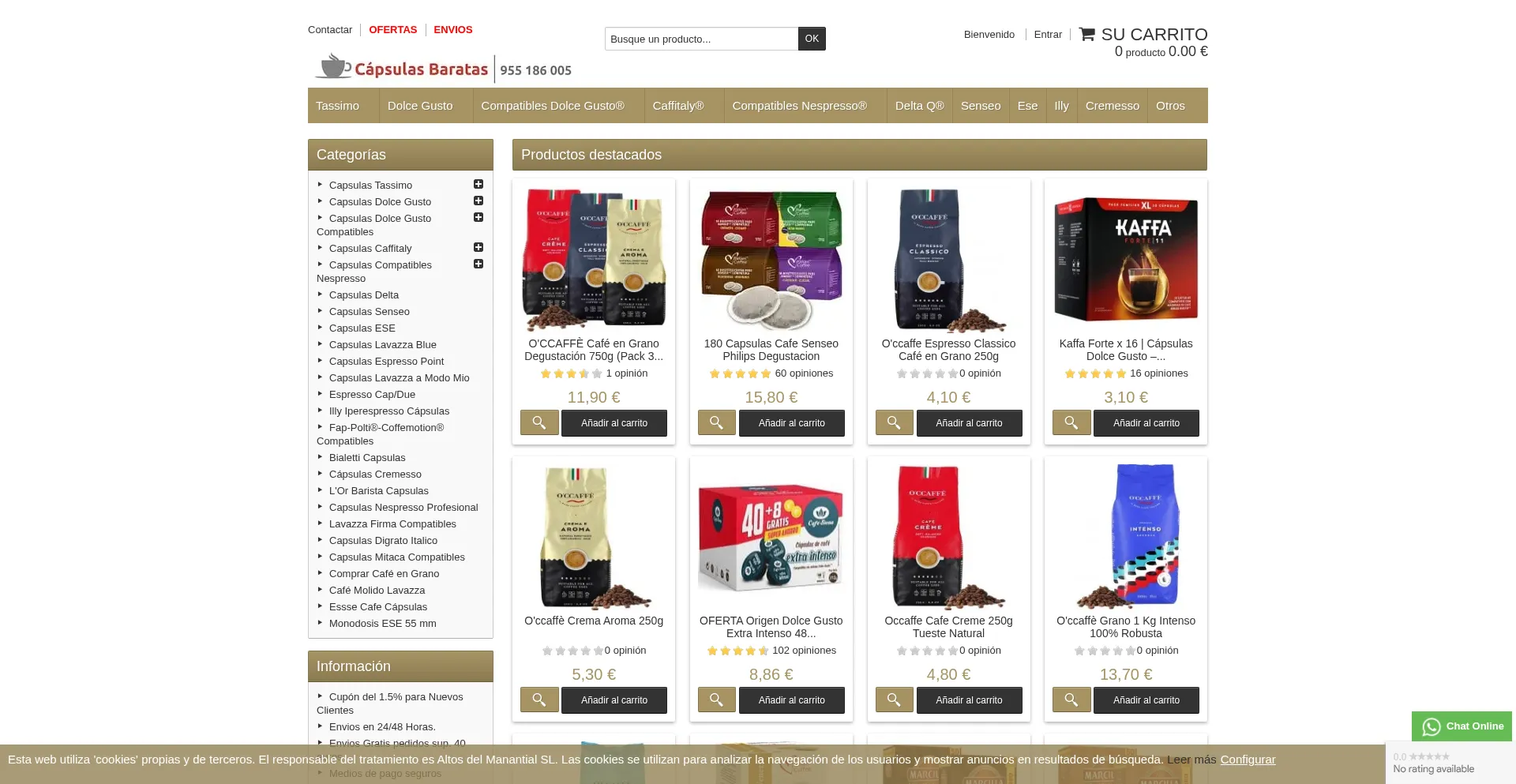 Website screenshot of Comprar-capsulas.com