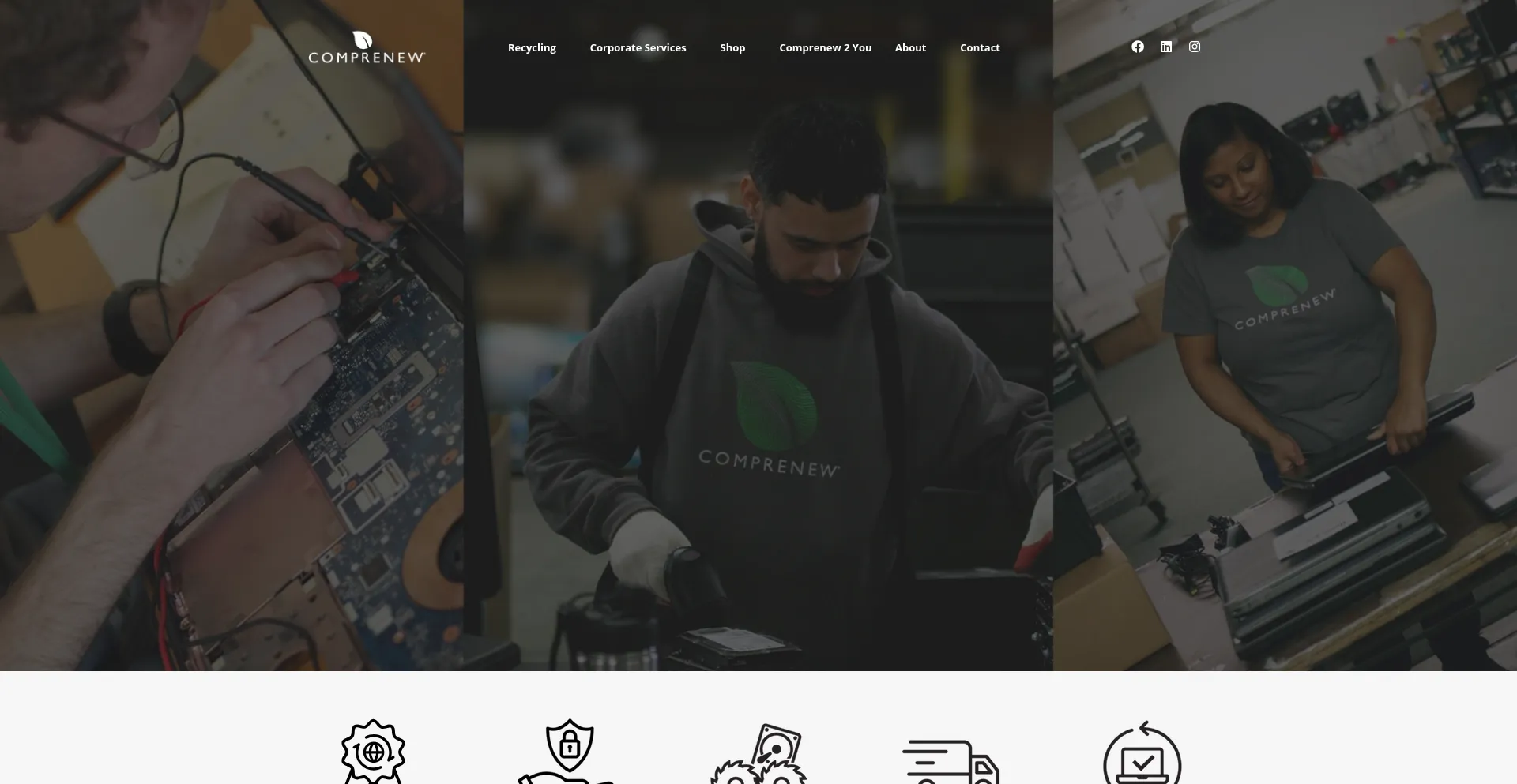 Website screenshot of Comprenew.org