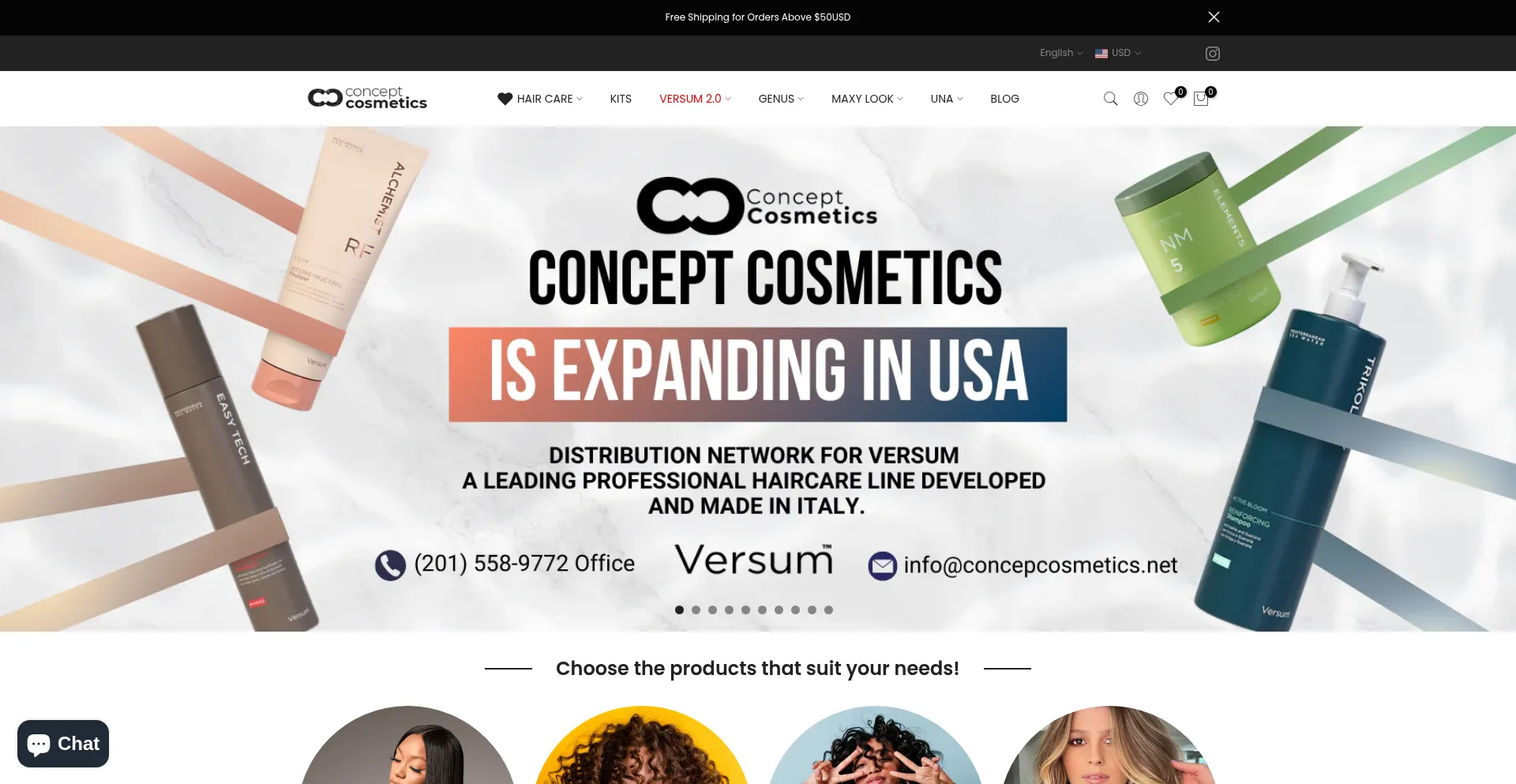 Website screenshot of Concept-cosmetics.com