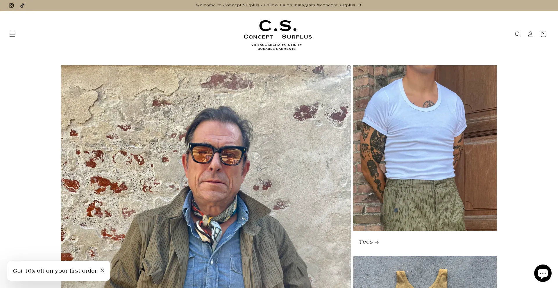 Website screenshot of Conceptsurplus.com