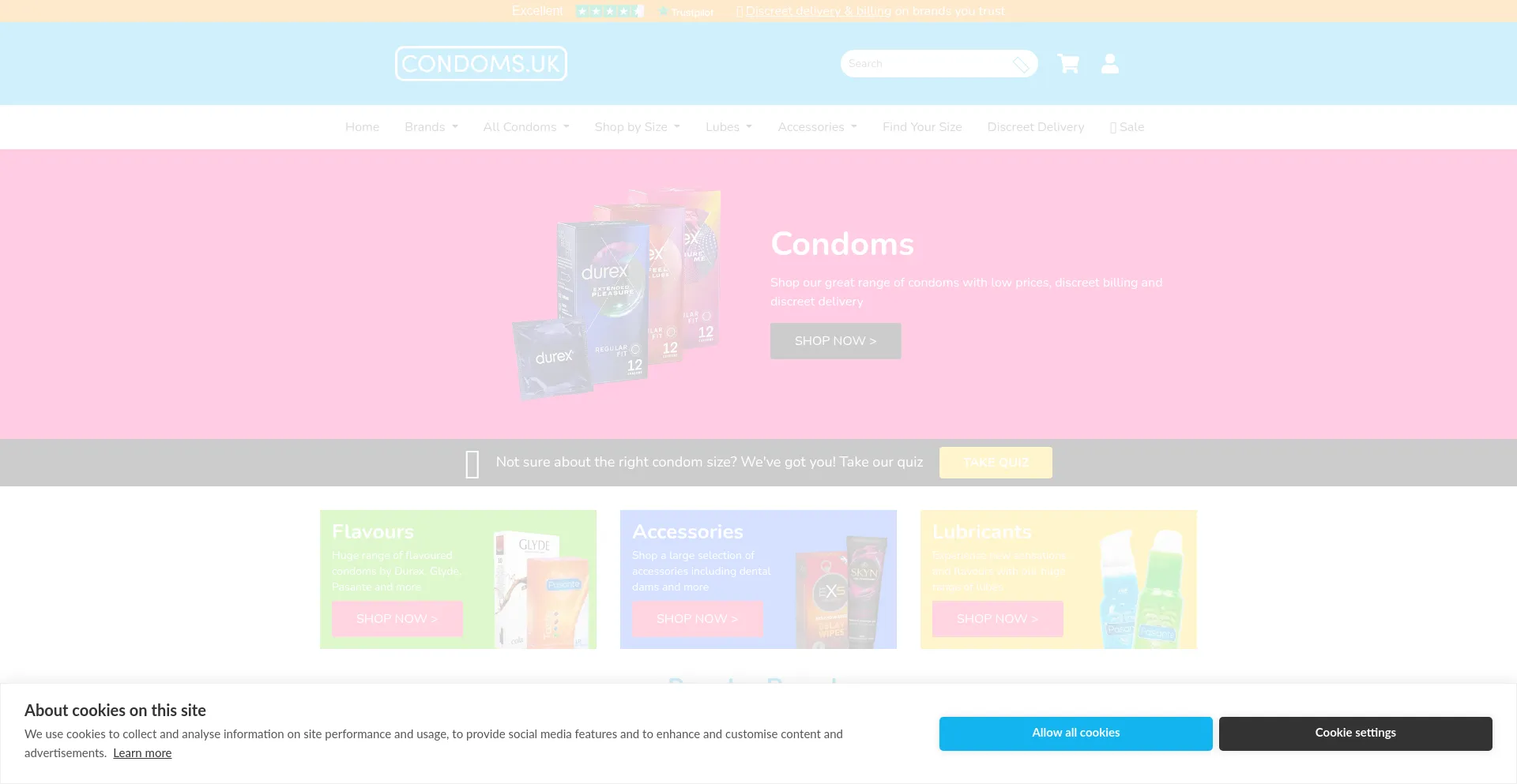 Website screenshot of Condoms.uk
