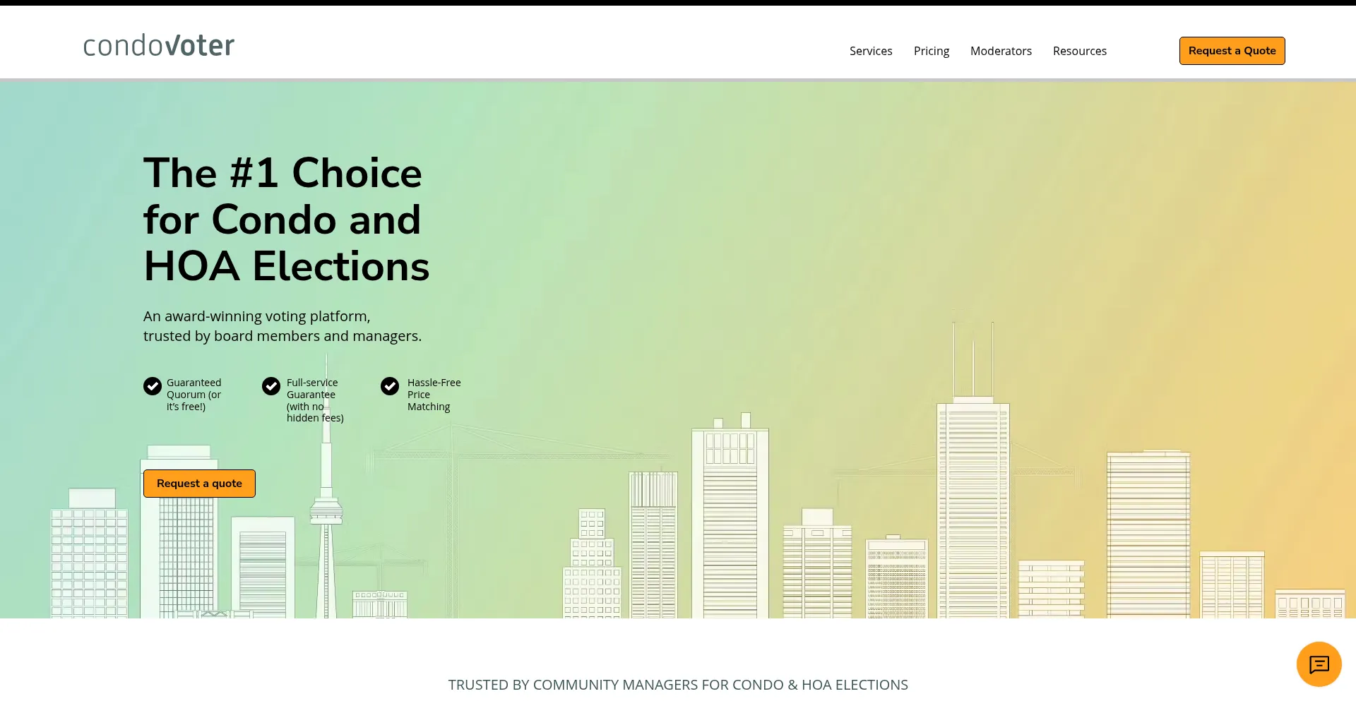 Website screenshot of Condovoter.com