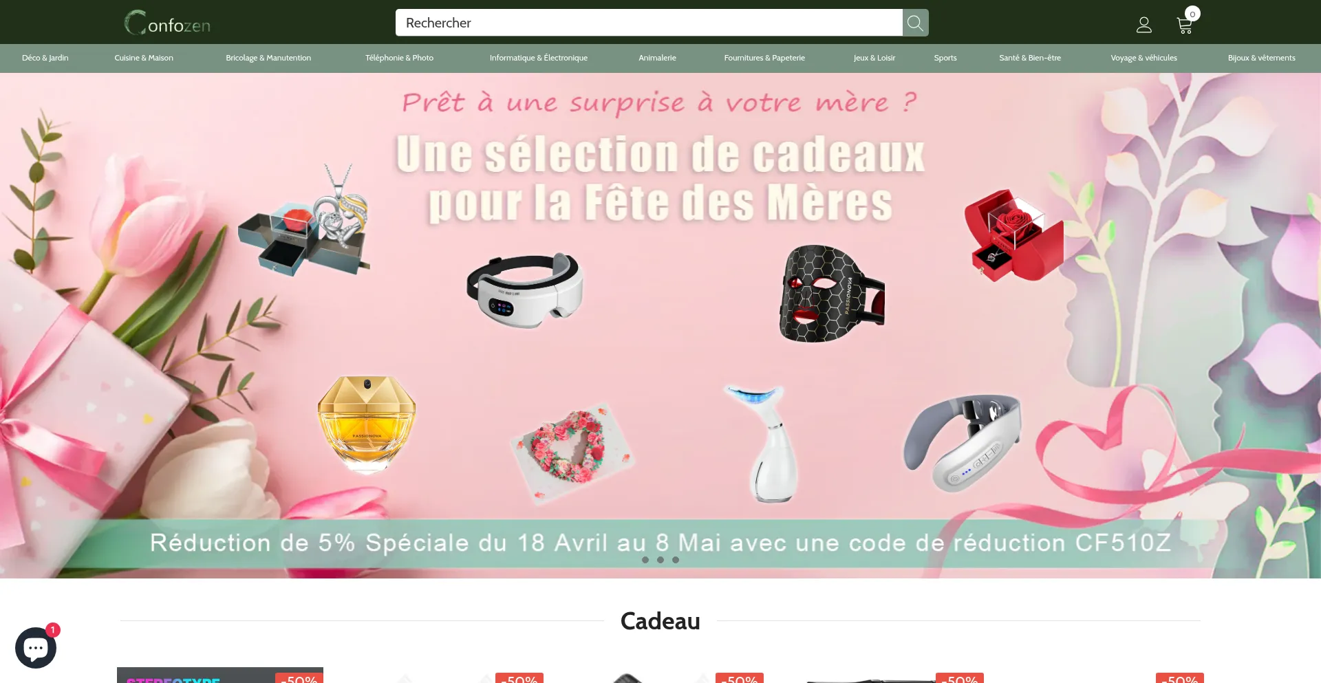 Website screenshot of Confozen.fr