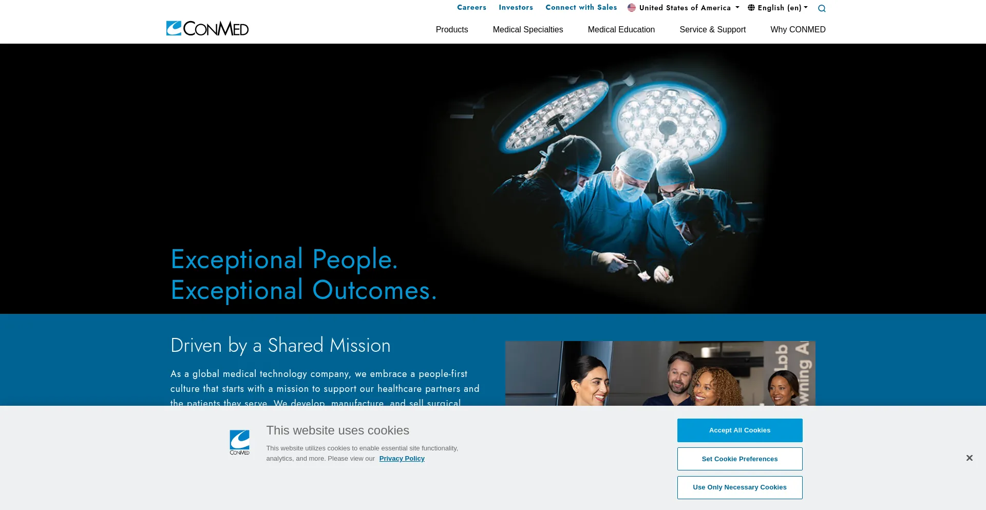 Website screenshot of Conmed.com