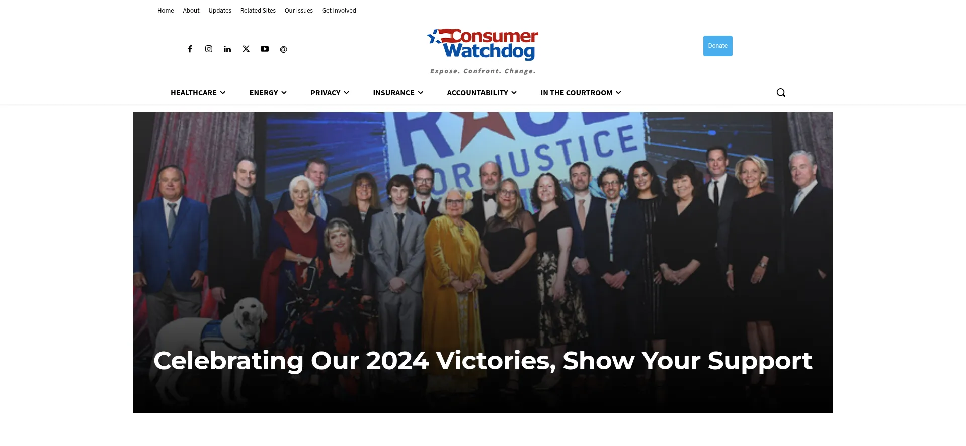 Website screenshot of Consumerwatchdog.org