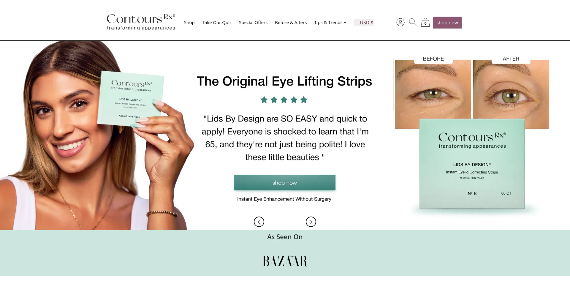 Website screenshot of Contoursrx.com