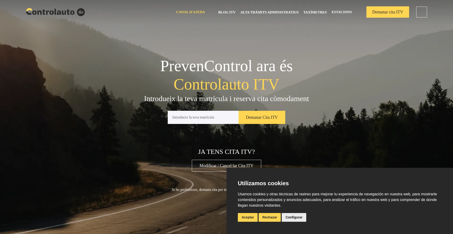 Website screenshot of Controlautoitv.com