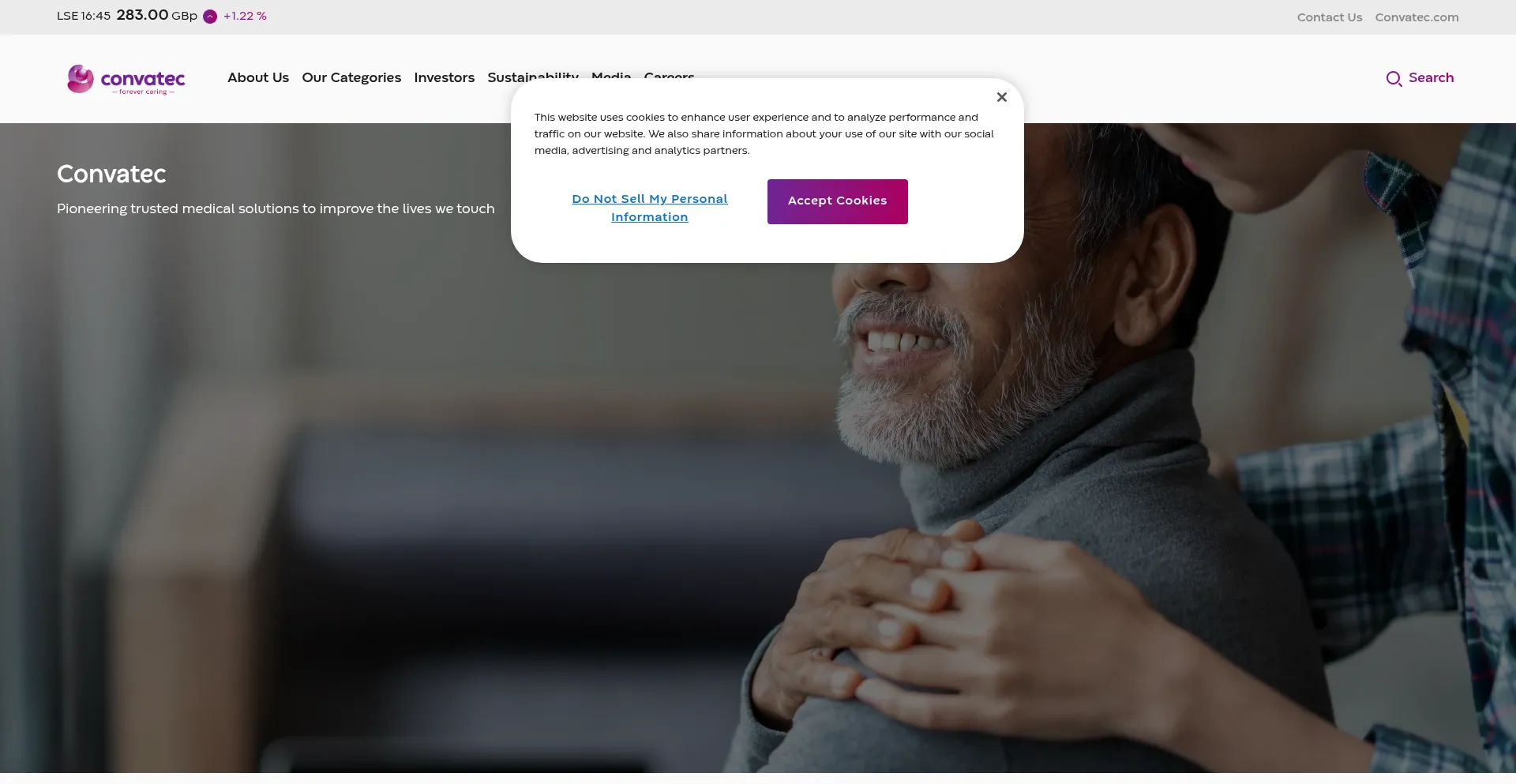 Website screenshot of Convatecgroup.com