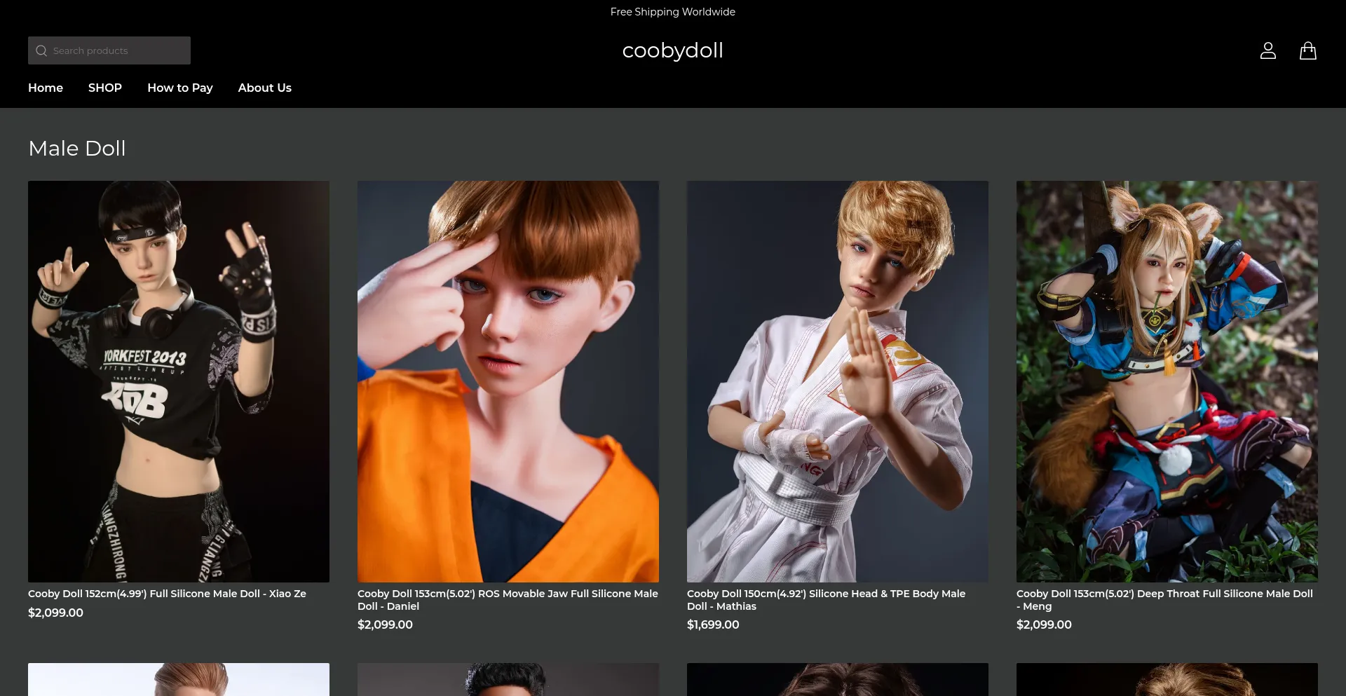 Website screenshot of Coobydoll.com