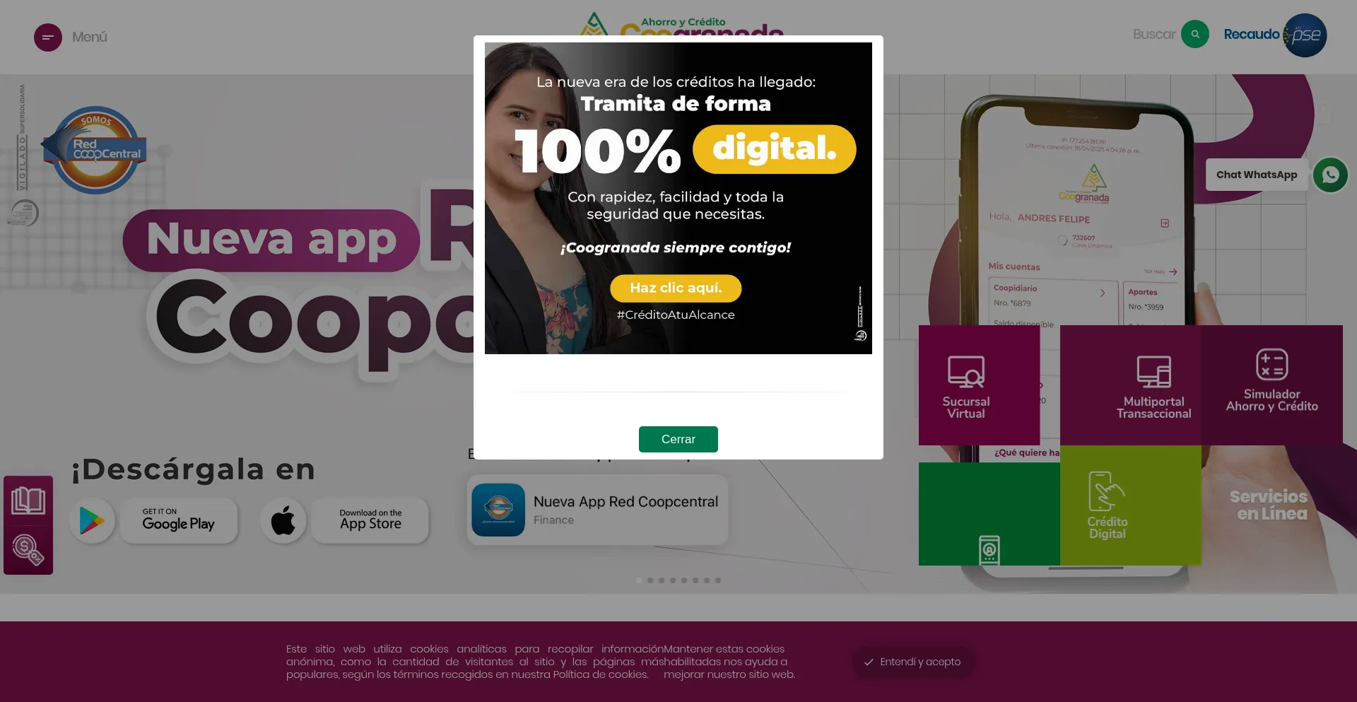 Website screenshot of Coogranada.coop