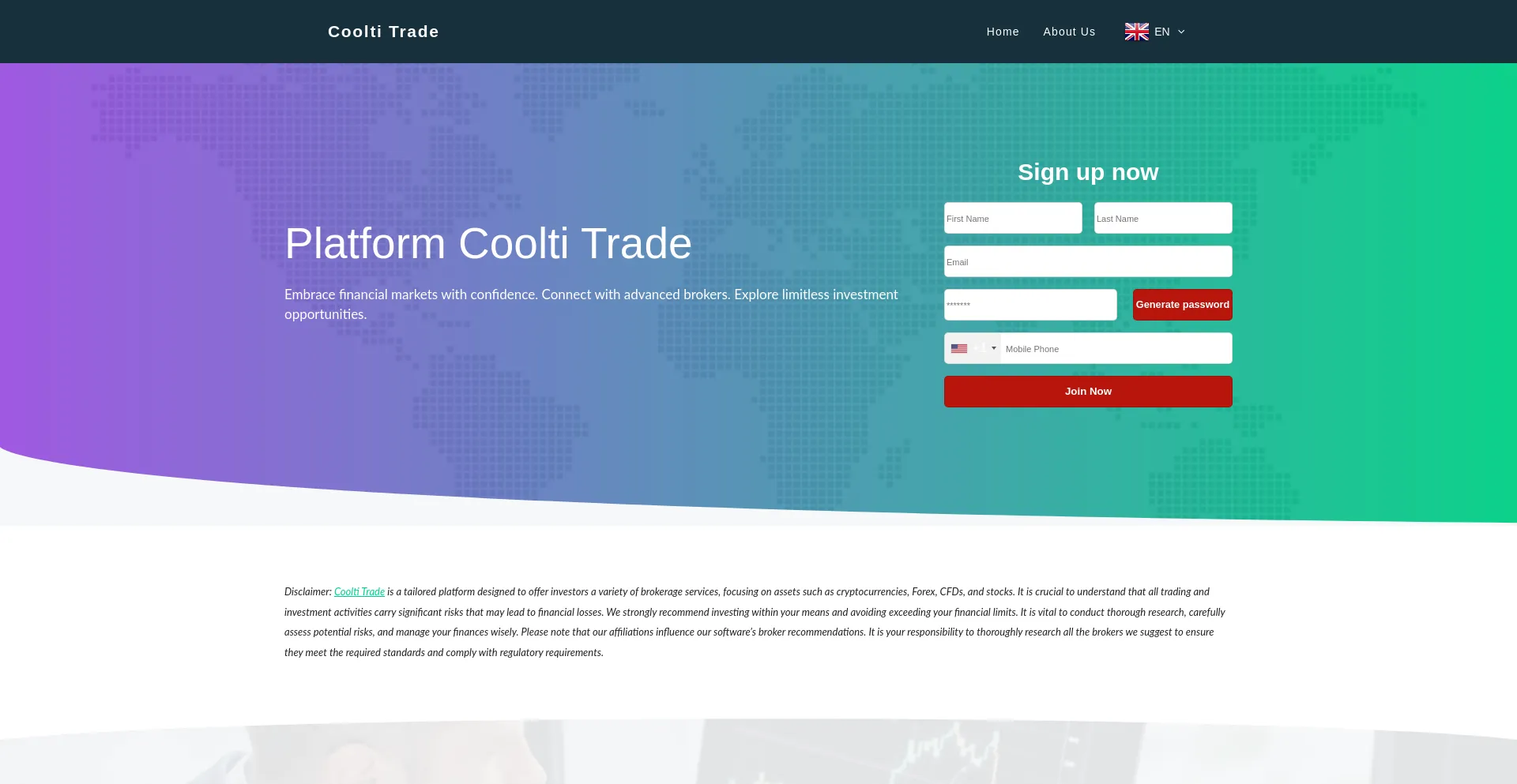 Website screenshot of Cooltitrade.ch