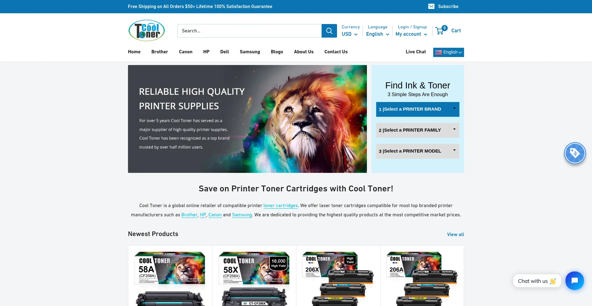 Website screenshot of Cooltoner.com