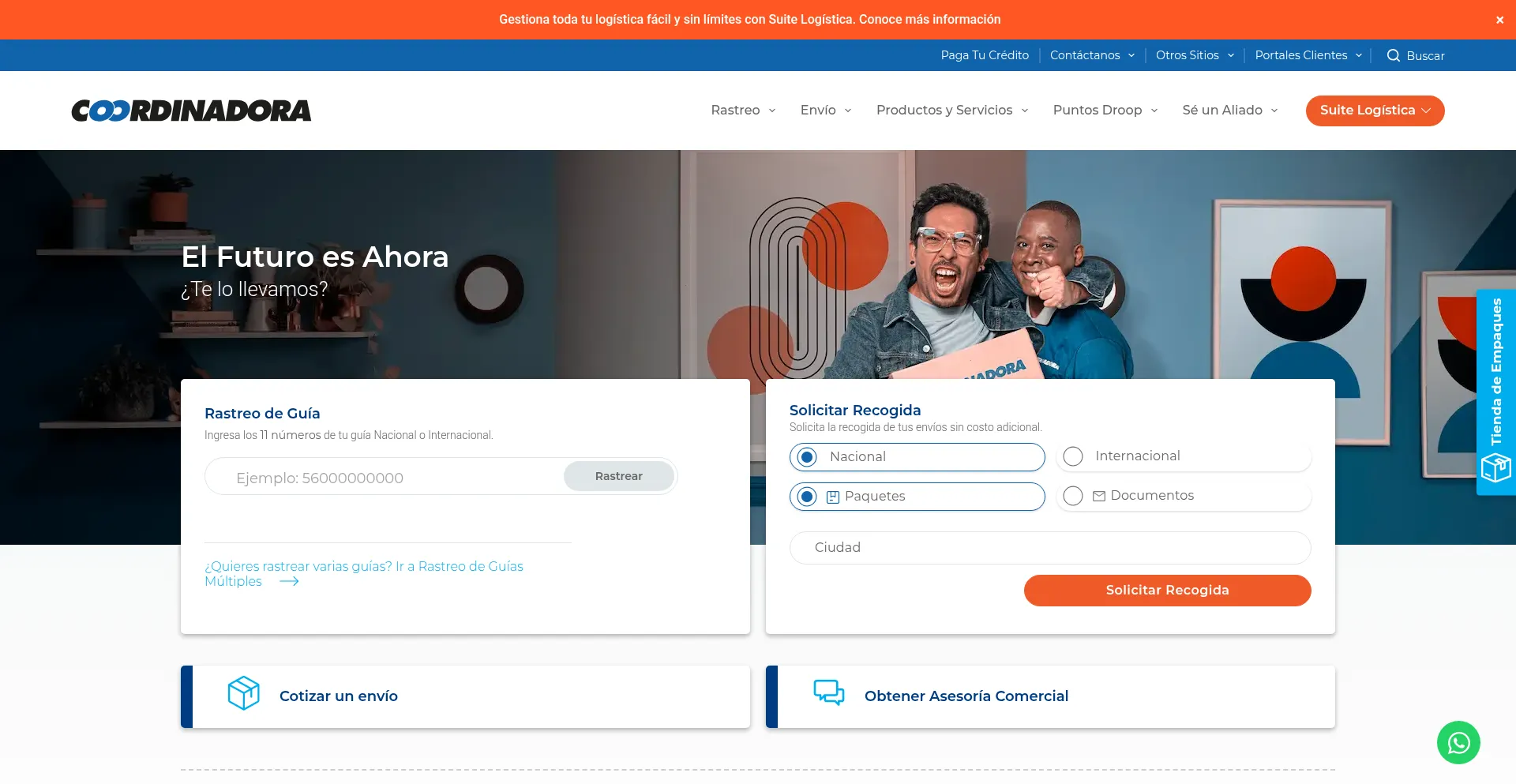 Website screenshot of Coordinadora.com