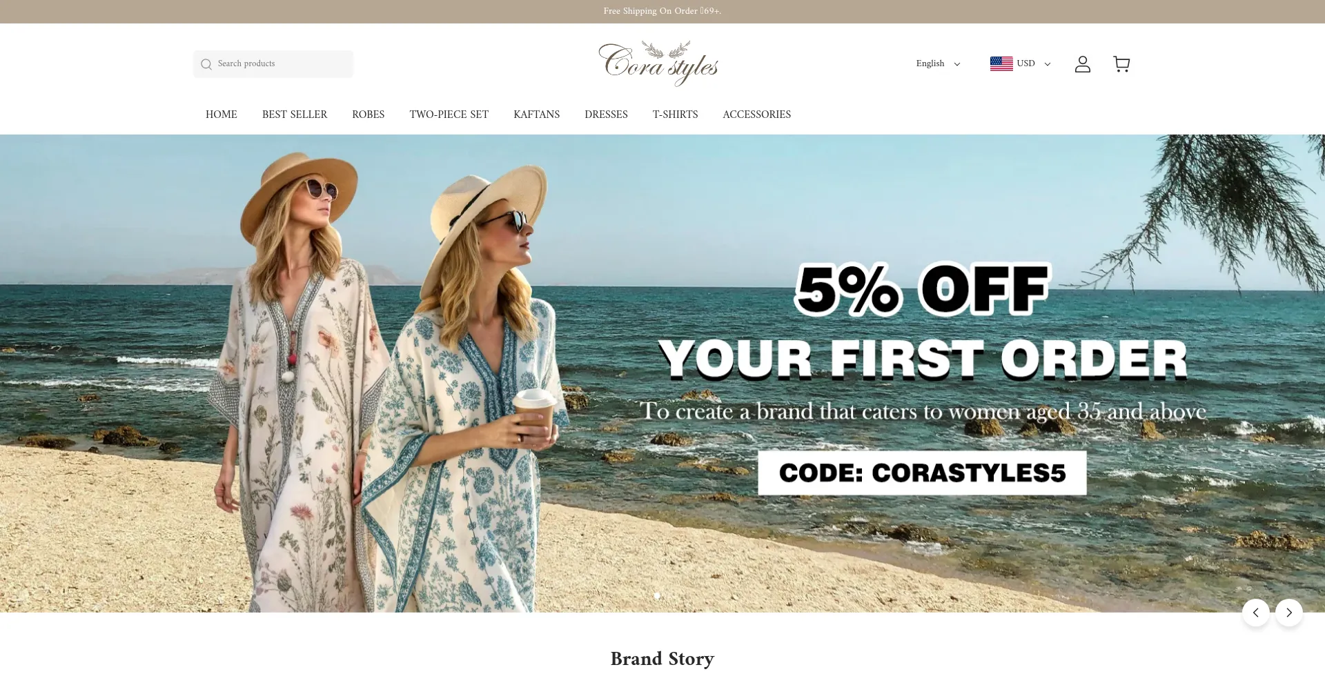 Website screenshot of Corastyles.com