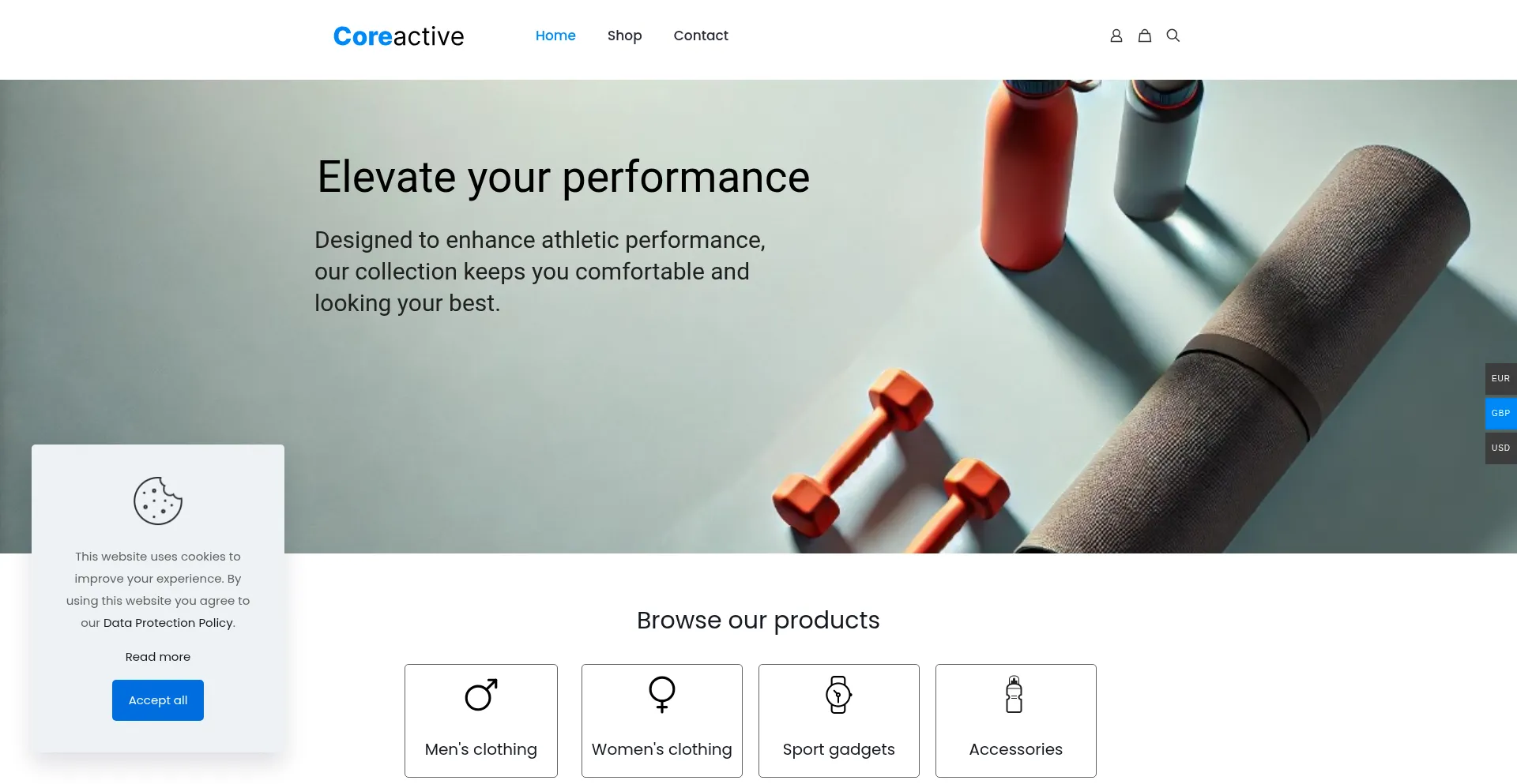 Website screenshot of Coreactive.uk