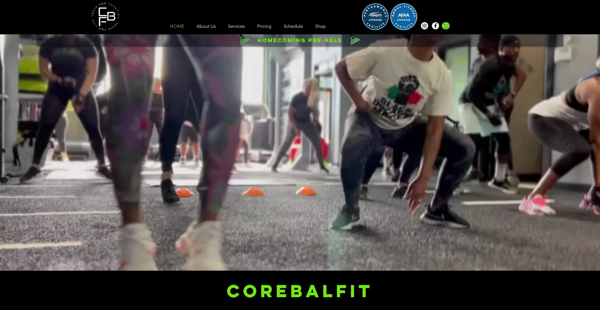 Website screenshot of Corebalfit.com
