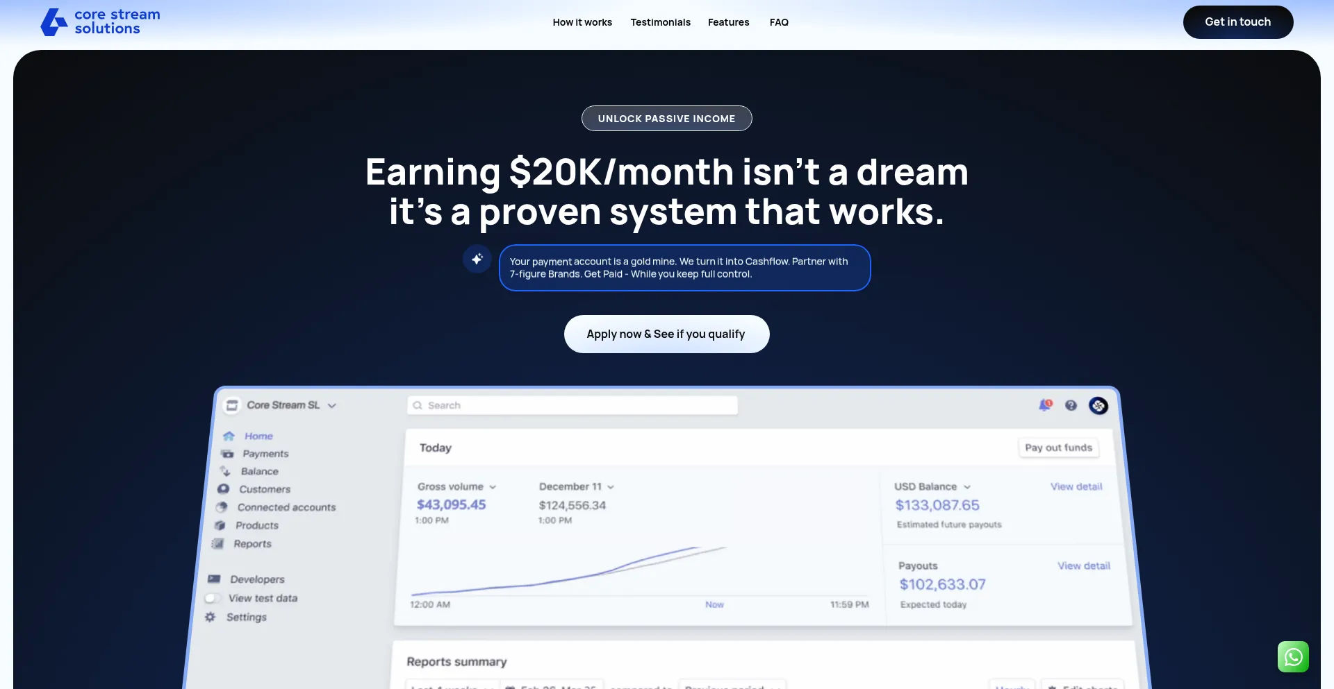 Website screenshot of Corestreamsolution.com
