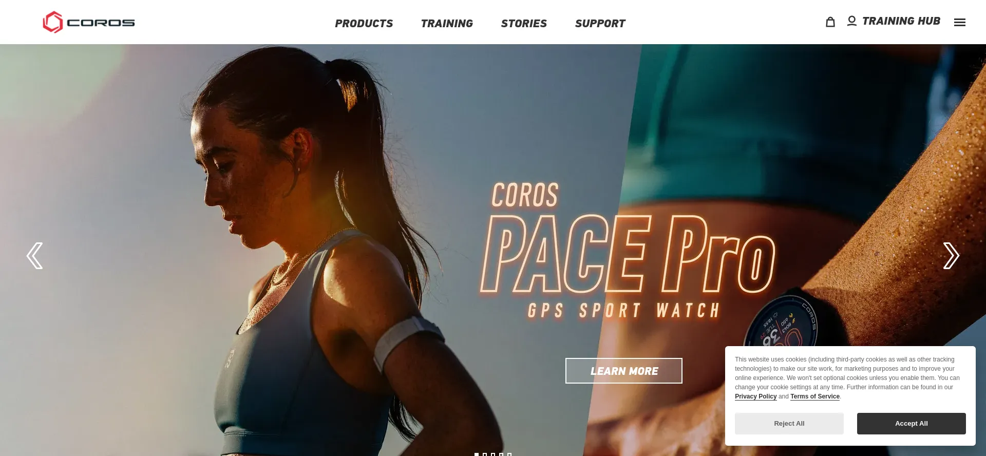 Website screenshot of Coros.com
