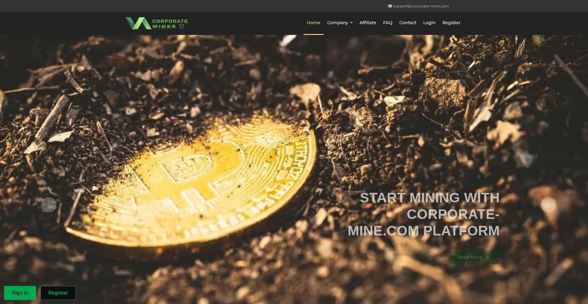 Website screenshot of Corporate-mine.com