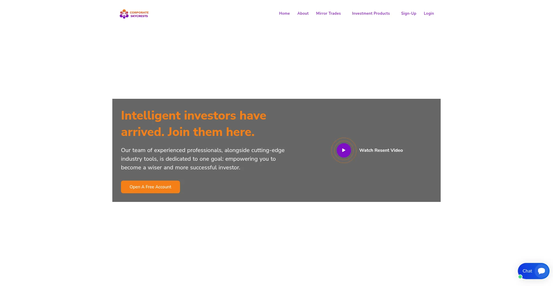 Website screenshot of Corporate-skycrests.com