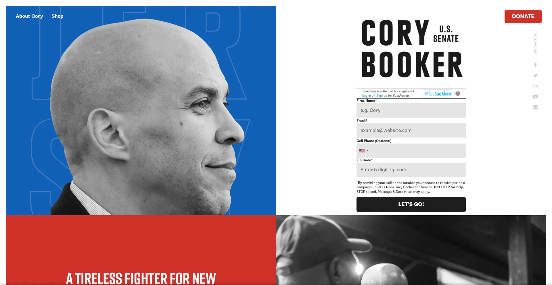 Website screenshot of Corybooker.com