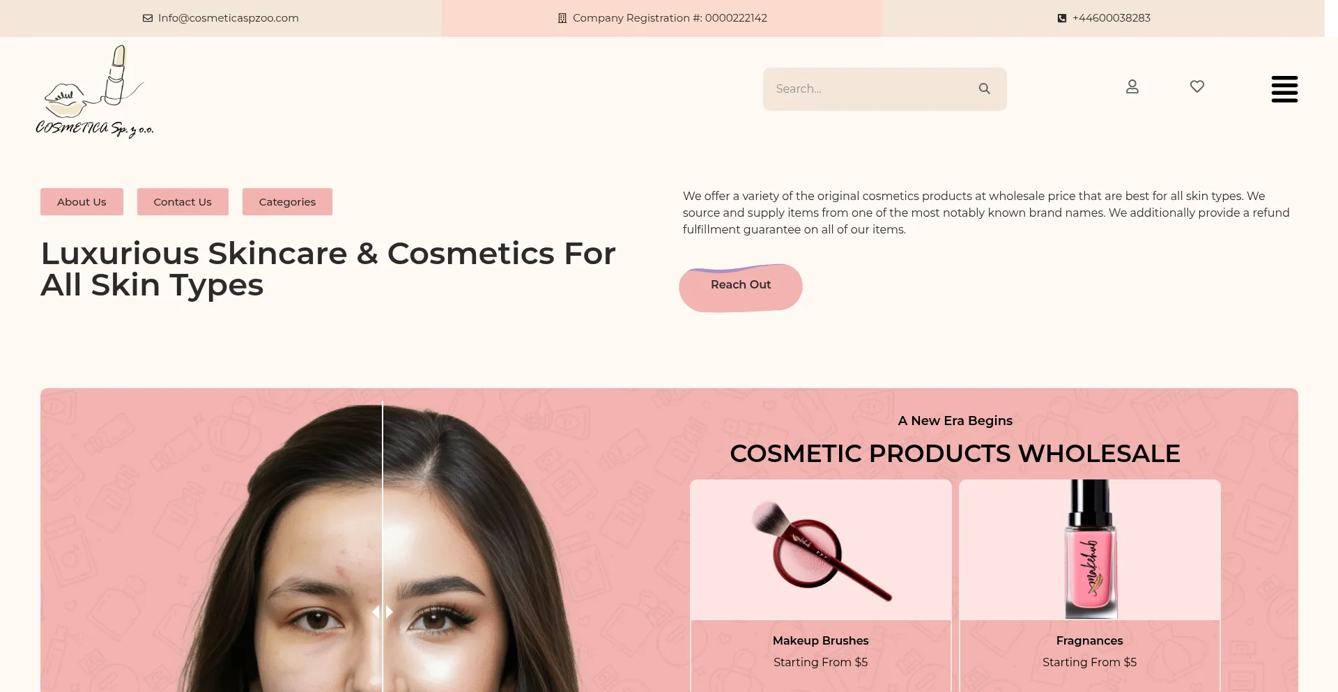 Website screenshot of Cosmeticaspzoo.com