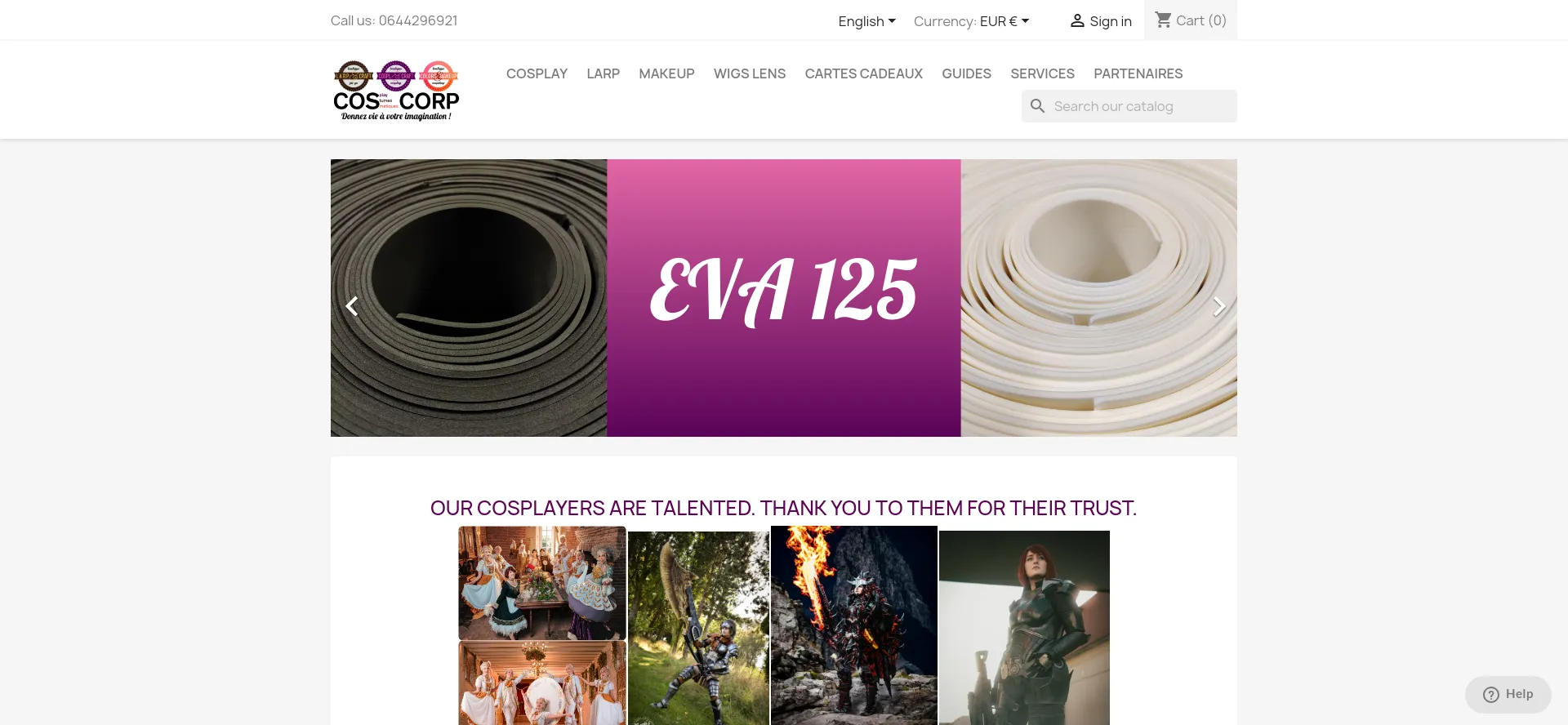 Website screenshot of Cosplay-craft.fr