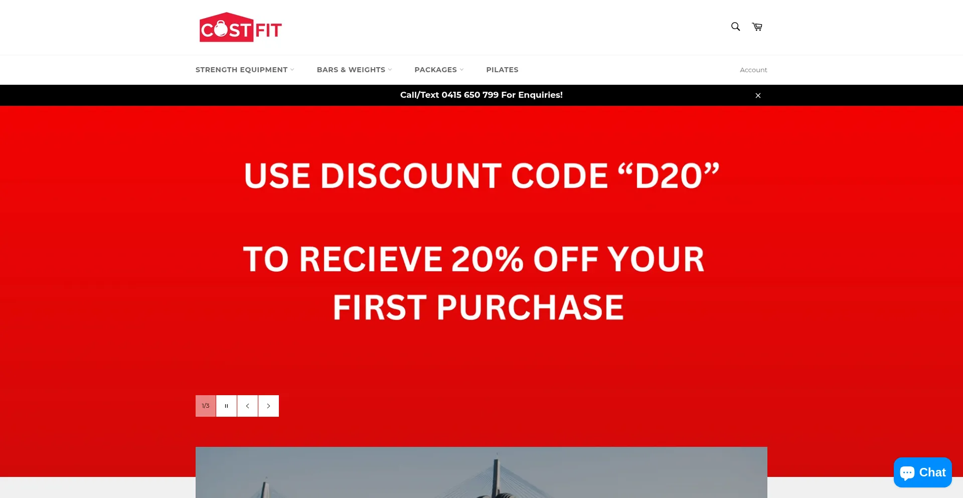 Website screenshot of Costfit.com.au