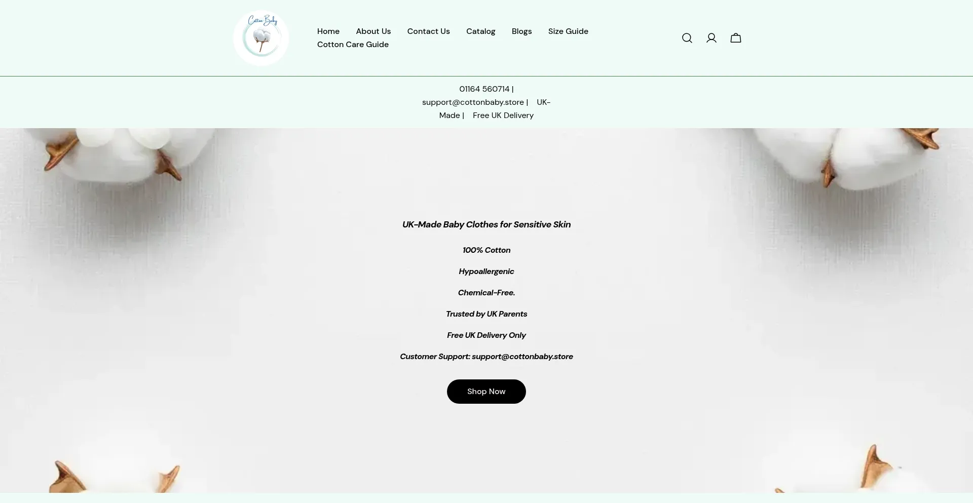 Website screenshot of Cottonbaby.store