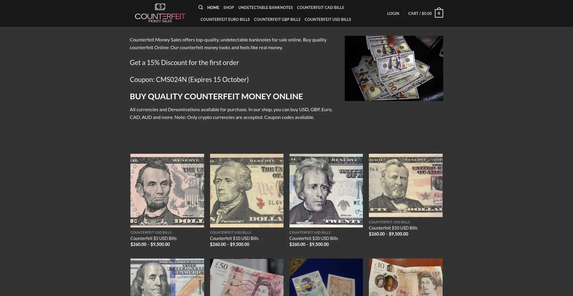 ¿És Seguro y Confiable Counterfeitmoneysales.com?