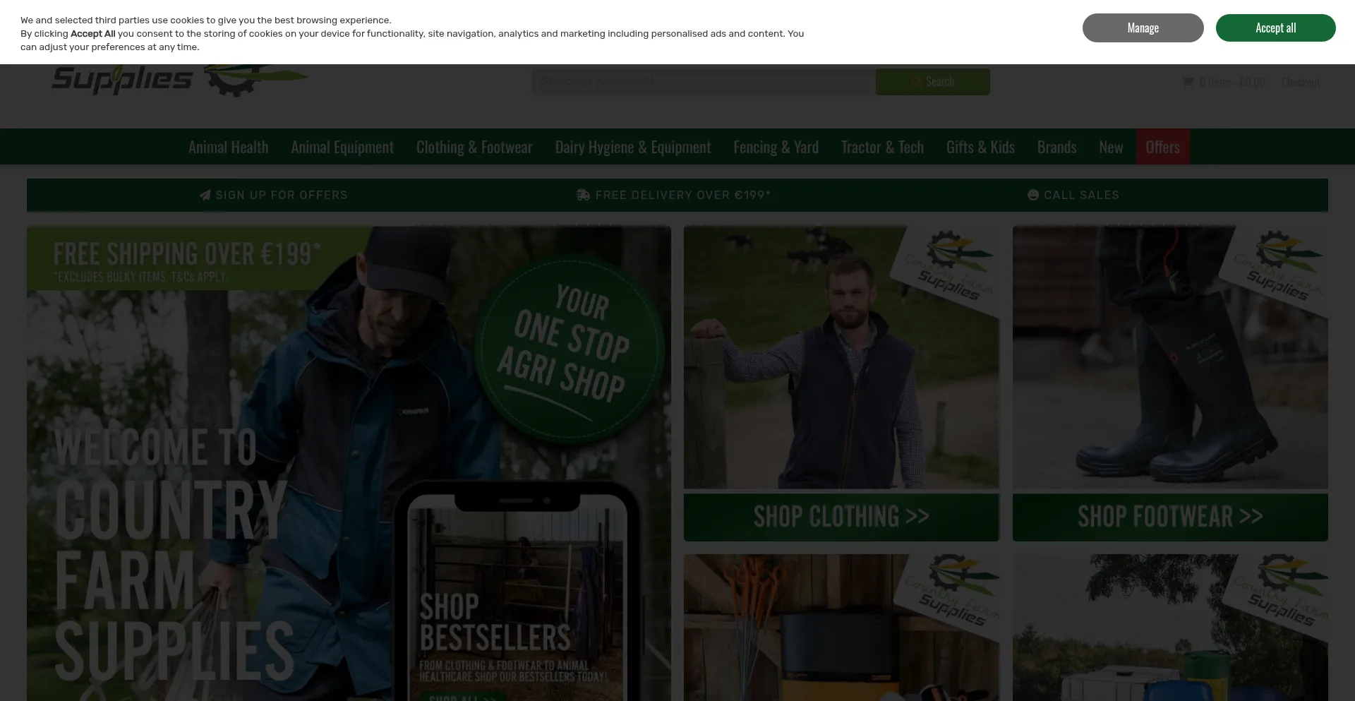 Website screenshot of Countryfarmsupplies.com