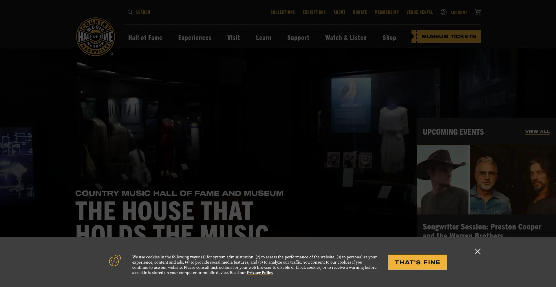 Website screenshot of Countrymusichalloffame.org