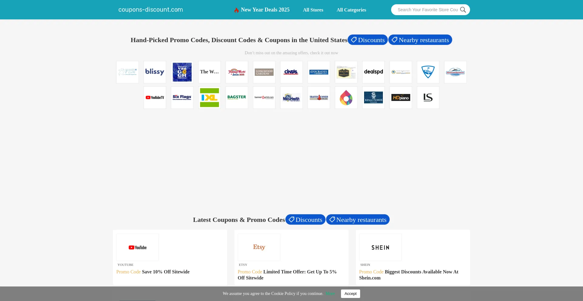 Website screenshot of Coupons-discount.com